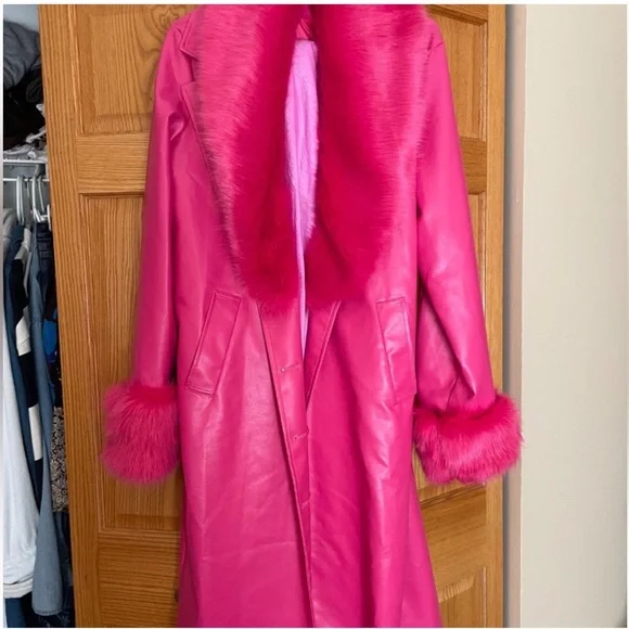 Finesse Willa vegan fur leather coat Barbie Pink Size 1x NWT - Picture 6 of 7